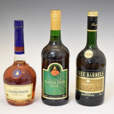 Lot 524 - Courvoisier VS Cognac, Three Barrels VSOP and Napoleon Brandy (3)