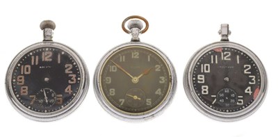 Lot 89 - Three Military black dial pocket watches
