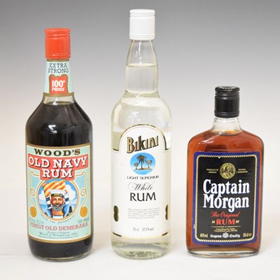 Lot 527 - Wood's Old Navy Rum, Bikini White Rum, and Captain Morgan Rum