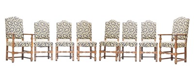 Lot 704 - Set of eight oak-framed dining chairs