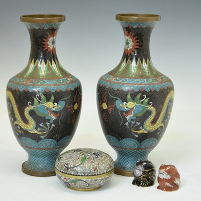 Lot 656 - Small quantity of Chinese cloisonne enamel vases, etc.