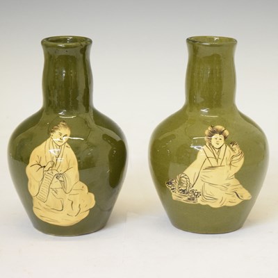 Lot 545 - Pair of late 19th century Japonaise ceramic vases