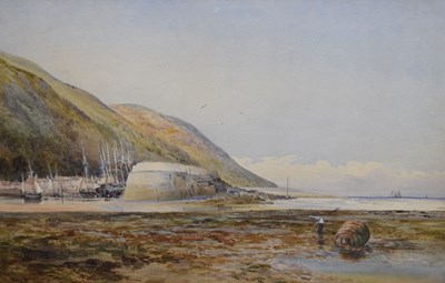 Lot 547 - George Wolfe, (1834-1890) - Watercolour - View of Minehead Harbour