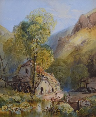 Lot 548 - George Wolfe, (1834-1890) - Watercolour - Mill in wooded landscape