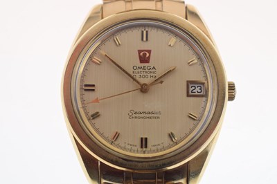 Lot 213 - Omega - Gentleman's gold on steel Seamaster f300 Hz electronic Chronometer wristwatch