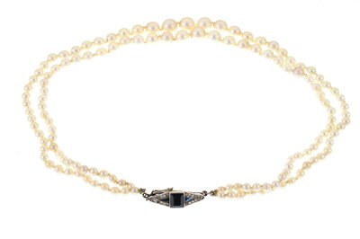 Lot 56 - Graduated two-row cultured pearl necklace