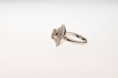 Lot 106 - Yellow diamond and diamond ballerina cluster dress ring