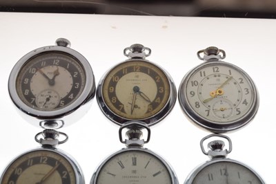 Lot 111 - Nine Ingersoll base metal pocket and stop watches