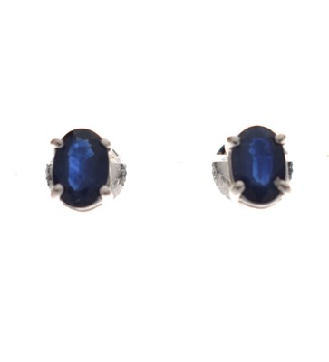 Lot 176 - Pair of sapphire single stone earstuds