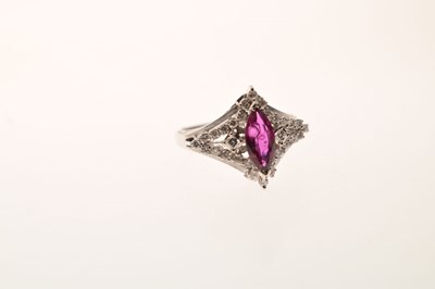 Lot 30 - Ruby and diamond cluster dress ring