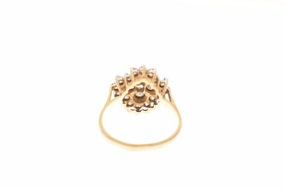 Lot 2 - 9ct gold cluster ring set white stones