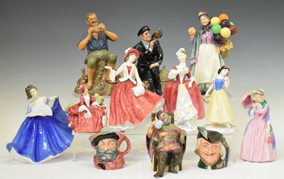 Lot 601 - Royal Doulton - Group of ten porcelain figures and two character jugs