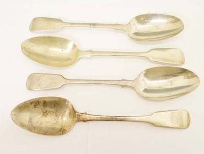 Lot 282 - Three Victorian silver spoons and a George IV silver tablespoon