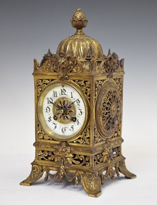 Lot 736 - Late 19th century French gilt metal mantel clock