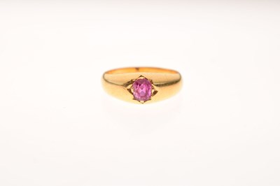 Lot 36 - Single stone ring set faceted oval ruby