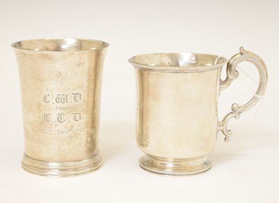 Lot 273 - Silver christening mug and  an Edward VII silver beaker