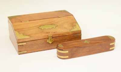 Lot 385 - Hardwood and brass inlaid desk box