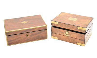 Lot 386 - Victorian walnut sewing/writing box and a 19th century writing box