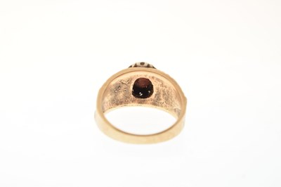 Lot 1 - 1970s 9ct gold garnet and white stone cluster ring