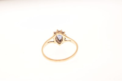 Lot 35 - 9ct gold cluster ring set pendeloque sapphire and diamonds