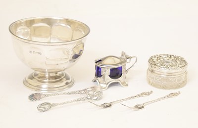 Lot 240 - Art Nouveau mustard pot , pedestal bowl and silver topped pot