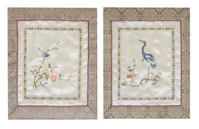 Lot 650 - Pair of framed Oriental silk panels