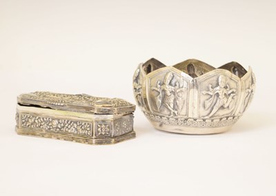 Lot 288 - Eastern white metal bowl and box