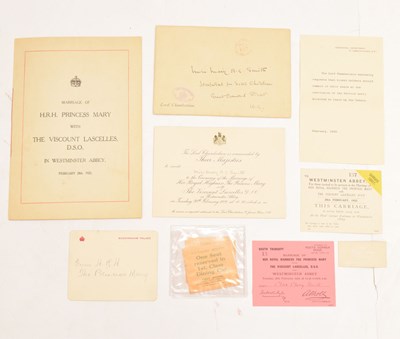 Lot 375 - Quantity of paperwork relating to H.R.H Princess Mary & Viscount Lascelles wedding