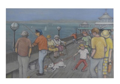 Lot 722 - Shirley Beale - Pastel - On Clevedon Pier