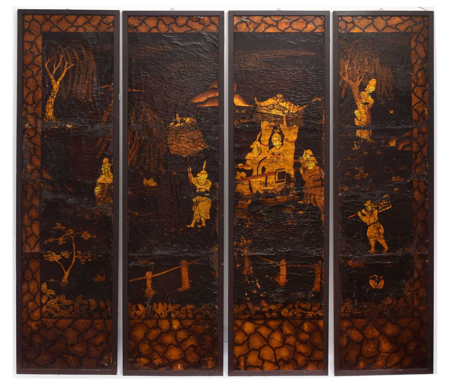 Lot 622 - Four framed Chinoiserie panels