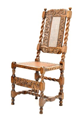 Lot 625 - Late 17th century and later caned high back side chair