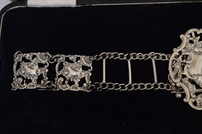 Lot 250 - Edward VII silver belt and buckle with pierced rococo decoration