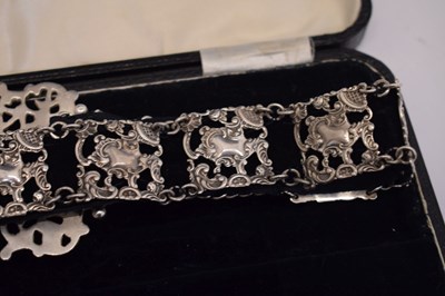 Lot 250 - Edward VII silver belt and buckle with pierced rococo decoration