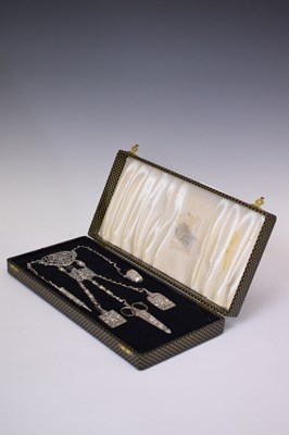 Lot 299 - Silver-plated five-branch chatelaine