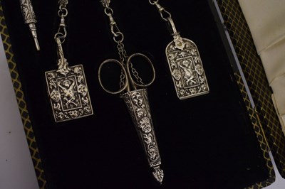 Lot 299 - Silver-plated five-branch chatelaine