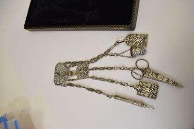 Lot 299 - Silver-plated five-branch chatelaine