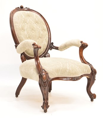 Lot 806 - Victorian button back salon chair with modern upholstery