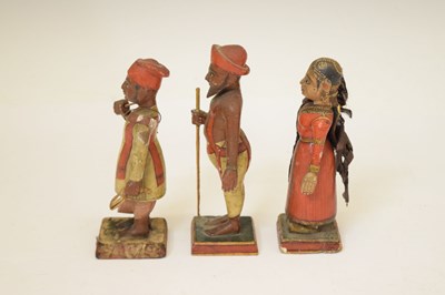 Lot 479 - Six 19th century Indian polychrome painted wooden figures