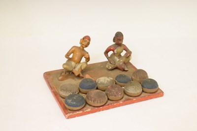 Lot 479 - Six 19th century Indian polychrome painted wooden figures