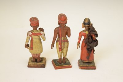 Lot 479 - Six 19th century Indian polychrome painted wooden figures