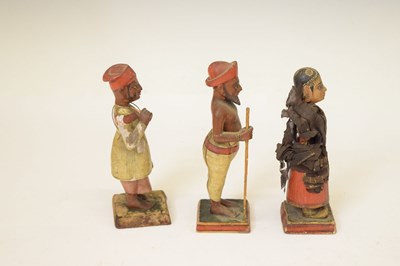 Lot 479 - Six 19th century Indian polychrome painted wooden figures