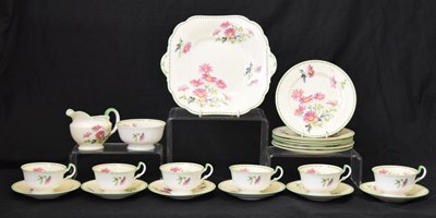 Lot 644 - Aynsley floral decorated six person tea set