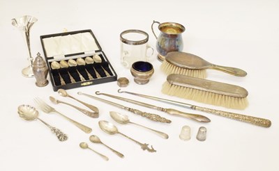 Lot 245 - Quantity of mixed silver to include George V silver christening mug, etc