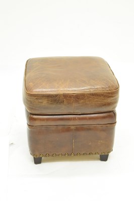 Lot 811 - Artsome for Coach House - brown leather footstool