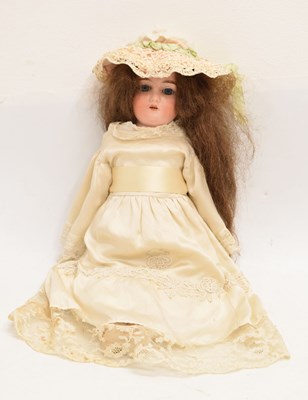 Lot 444 - Late Victorian or Edwardian bisque head doll