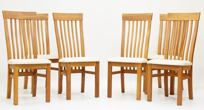 Lot 810 - Set of six modern oak framed dining chairs