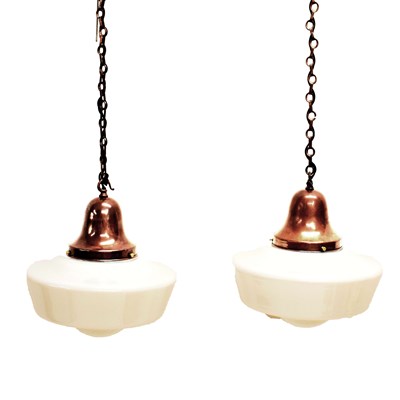 Lot 399 - Pair of early 20th century ceiling pendant lights