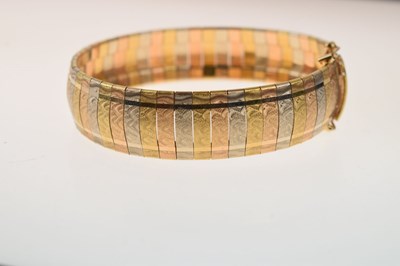 Lot 169 - Three-colour gold Italian bracelet, stamped '750'