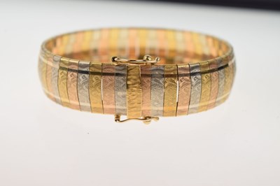 Lot 169 - Three-colour gold Italian bracelet, stamped '750'