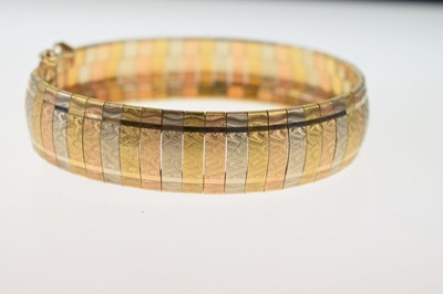 Lot 169 - Three-colour gold Italian bracelet, stamped '750'